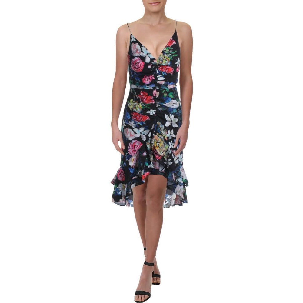 *NWT*AIDAN MATTOX FLORAL RUFFLED COCKTAIL DRESS 12